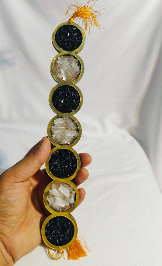 Black Tourmaline and Selenite Hanger (Round)